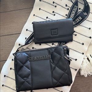 Steve Madden Black Quilted Crossbody Bag with Wallet